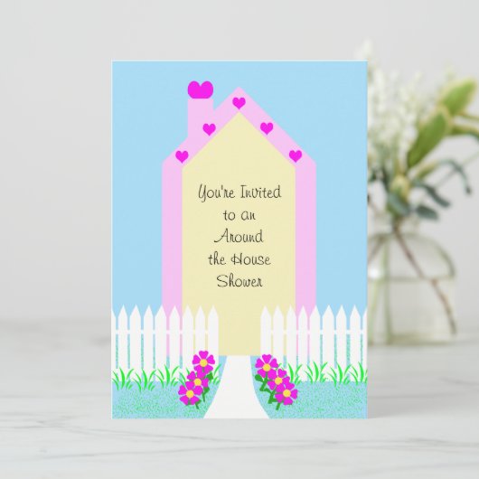 Rond het huis bruids douche uitnodiging — Huis (Staand voorkant)