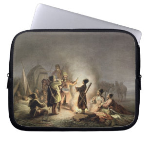 Rond het Vuur van de Camp (kleurenlitho) Laptop Sleeve