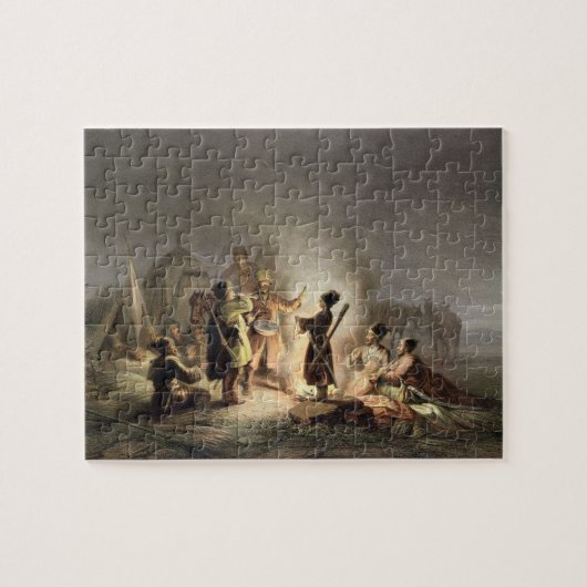 Rond het Vuur van de Camp (kleurenlitho) Legpuzzel (Horizontaal)