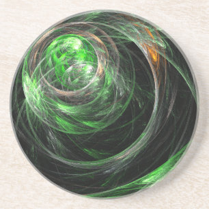 Rond het World Green Abstract Sandstone-Onderzette Zandsteen Onderzetter