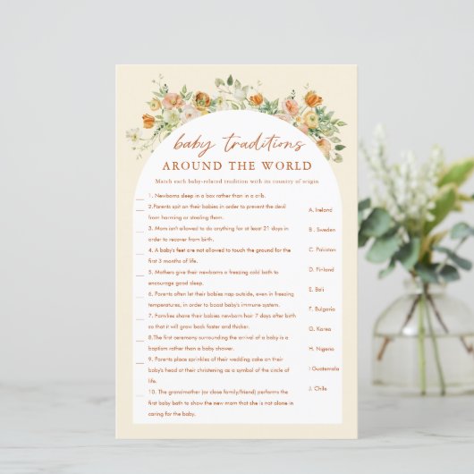 Rond het World Spring Floral Baby shower Game (Staand voorkant)