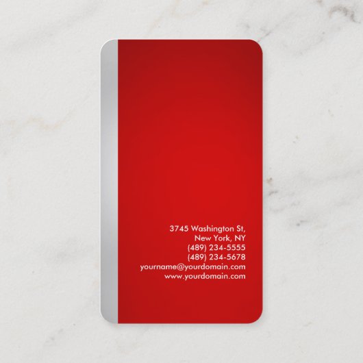 Rond hoekrood grijs verticaal Visitekaartje (Achterkant)