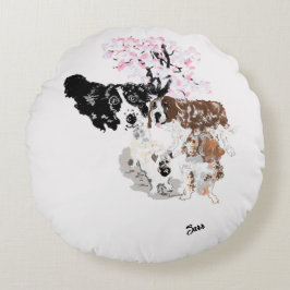 Rond hoofdkussen: Het is een hondje, hondenwereld Rond Kussen