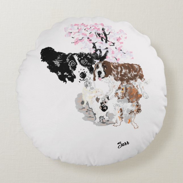 Rond hoofdkussen: Het is een hondje, hondenwereld Rond Kussen (Voorkant)