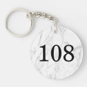 Rond hotel kamernummer wit marmeren steen acryl sleutelhanger (Voorkant)