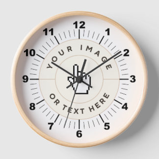 Rond houten lijst Wandklok 10" - (voeg afbeelding/