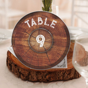 Rond Houten Rustieke Trouwtafel Nummer Bord Feestdagenkaart