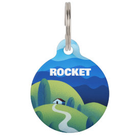 Rond huisdieridentificatieplaatje met berglandscha huisdierpenning