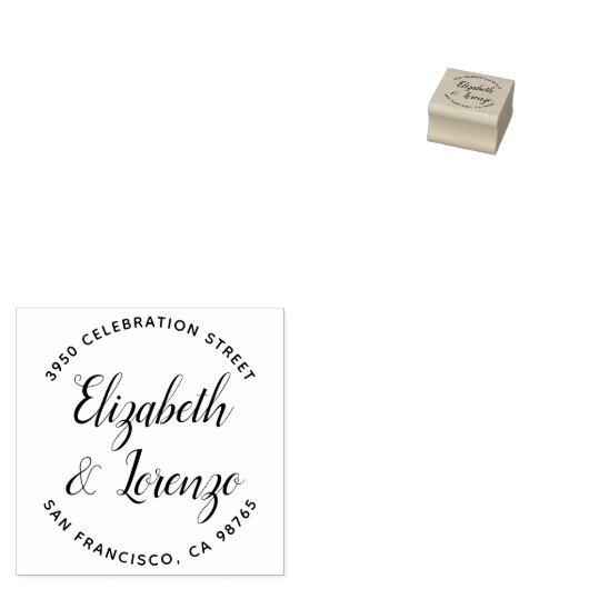 Rond huwelijksscript retouradres rubberstempel (Gestempeld)