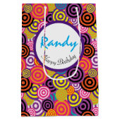 Rond in cirkels Happy Birthday personaliseren Medium Cadeauzakje (Achterkant)