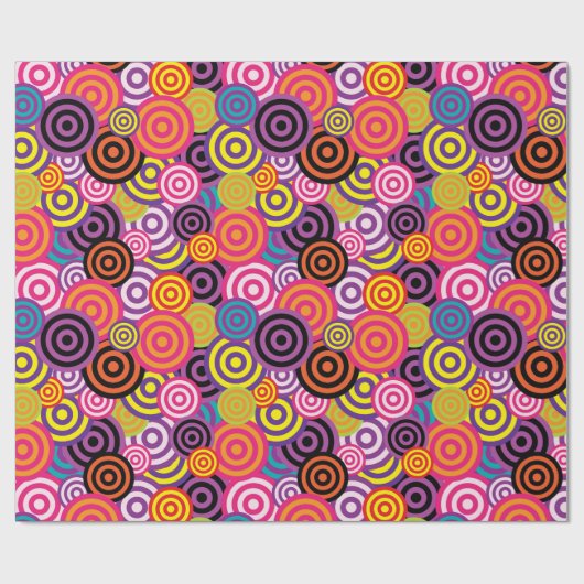 Rond in cirkels, kleurrijke gelukkige verjaardag cadeaupapier (Vlak)