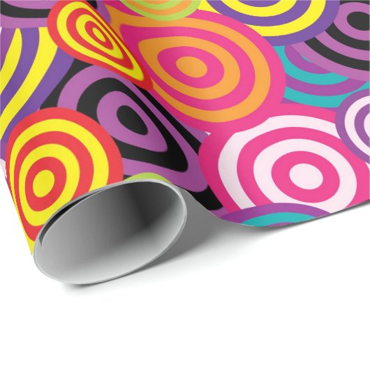 Rond in cirkels, kleurrijke gelukkige verjaardag cadeaupapier (Rol Hoek)