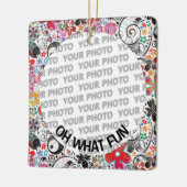 Rond in vierkant Lijst 2 + je foto Keramisch Ornament (Links)