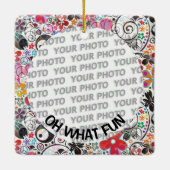 Rond in vierkant Lijst 2 + je foto Keramisch Ornament (Achterkant)