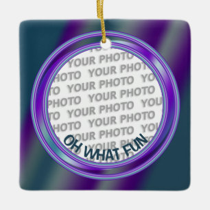 Rond in vierkant Lijst contour 02 + uw foto Keramisch Ornament