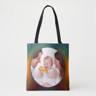 Rond in vierkant Lijst gekleurd 1 + uw foto Tote Bag