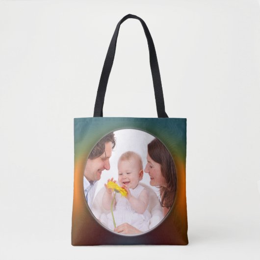 Rond in vierkant Lijst gekleurd 1 + uw foto Tote Bag (Voorkant)