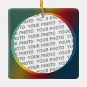 Rond in vierkant Lijst gekleurd 2 + uw foto Keramisch Ornament