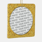 Rond in vierkant Lijst goudblad + je foto Keramisch Ornament (Rechts)