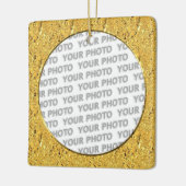 Rond in vierkant Lijst goudblad + je foto Keramisch Ornament (Links)