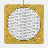 Rond in vierkant Lijst goudblad + je foto Keramisch Ornament (Achterkant)