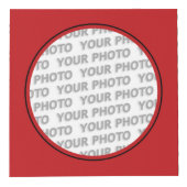 Rond in vierkant Lijst rood + je foto (Voorkant)