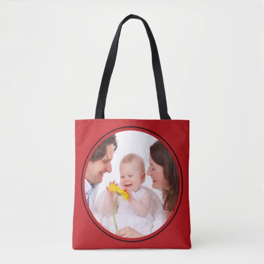 Rond in vierkant Lijst rood + je foto Tote Bag (Voorkant)