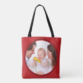 Rond in vierkant Lijst rood + je foto Tote Bag (Achterkant)