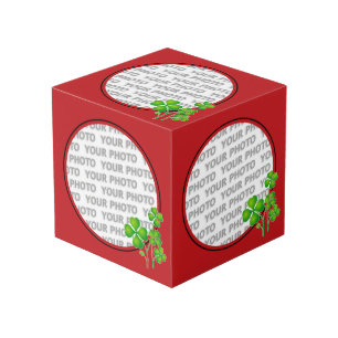 Rond in vierkant Lijst rood/klaver + uw foto