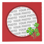 Rond in vierkant Lijst rood/klaver + uw foto (Voorkant)