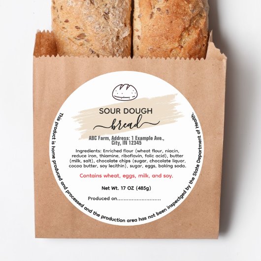 Rond Indiana brood huisje voedsel wet labels