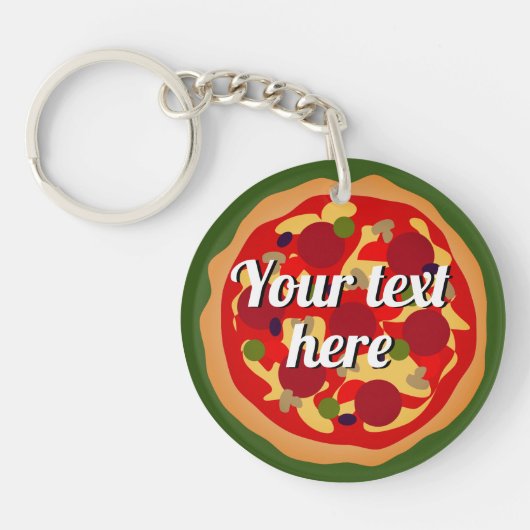 Rond Italiaans pepperoni pizza gepersonaliseerd Sleutelhanger (Voorkant)