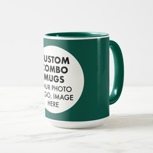 Rond kader foto logo groot groen aangepast combo mok (Voorkant rechts)