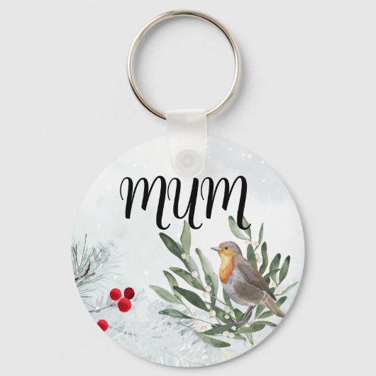 Rond kerst robin Sleutelhanger (Voorkant)