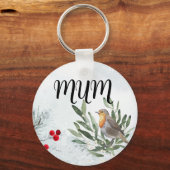 Rond kerst robin Sleutelhanger (Voorkant)