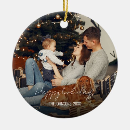 Rond Kerst Vakantie Keramisch Ornament (Voorkant)