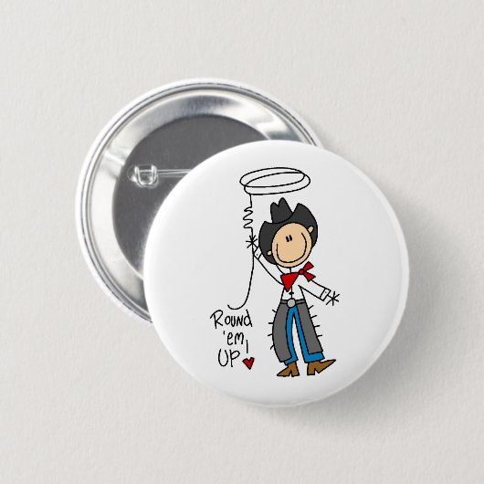 Rond, kom op! Cowboy Stick Figuur Button (Voorkant /achterkant)