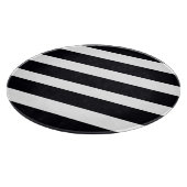 ROND KORTKOORD GLASS Chic Black White Stripes Snijplank (Hoek)