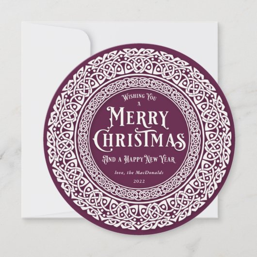 Rond  kruimeltje + Wit Keltisch Feestdagenkaart (Voorkant)