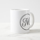Rond krullend scriptmonogram grote koffiekop (Voorkant rechts)