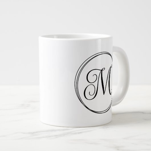 Rond krullend scriptmonogram grote koffiekop (Voorkant rechts)
