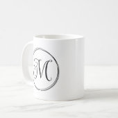 Rond krullend scriptmonogram koffiemok (Voorkant links)