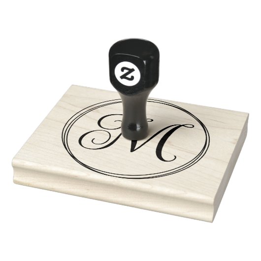 Rond krullend scriptmonogram rubberstempel (Stempel)