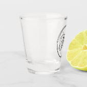 Rond krullend scriptmonogram shot glas (Links)