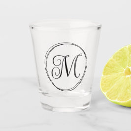 Rond krullend scriptmonogram shot glas