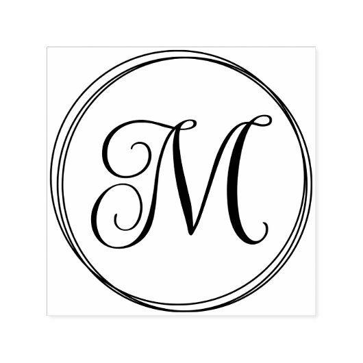 Rond krullend scriptmonogram zelfinktende stempel (Design)