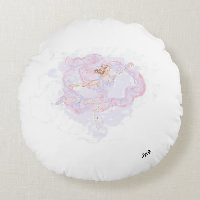 Rond kussen: dansen in de wind rond kussen (Voorkant)