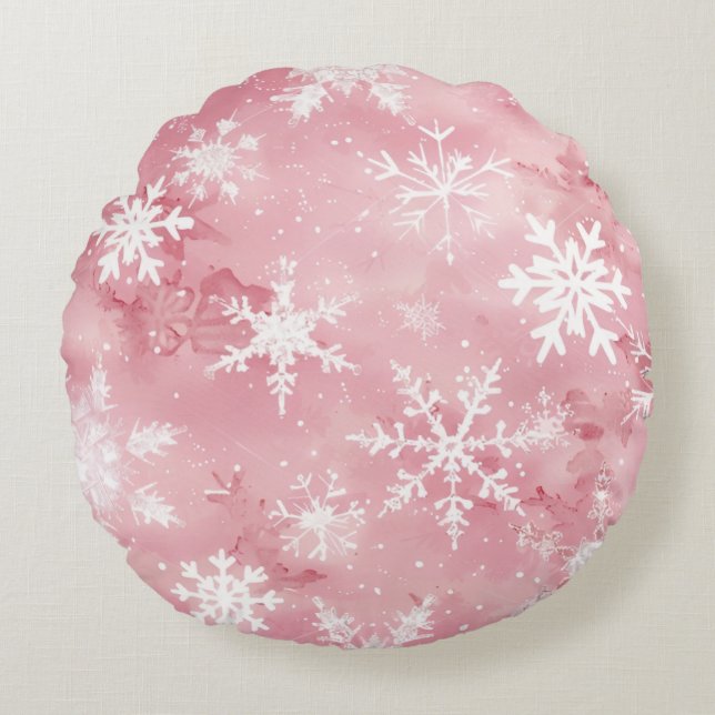 Rond Kussen een sneeuwkristal patroon (Voorkant)