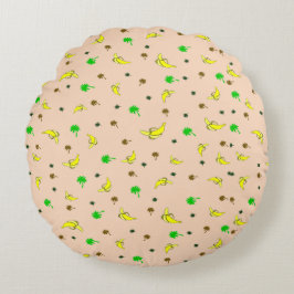 Rond kussen met banaan en palmpatroon