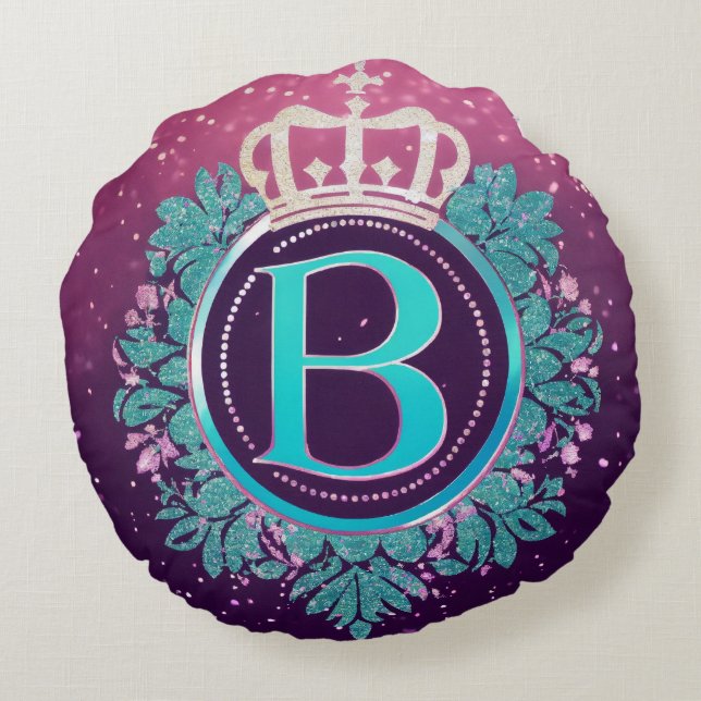Rond Kussen met Glitter Crown Business Logo (Achterkant)